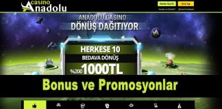 Anadolu Casino Bonusları ve promosyonlar