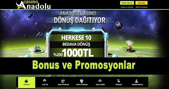 Anadolu Casino Bonusları ve promosyonlar